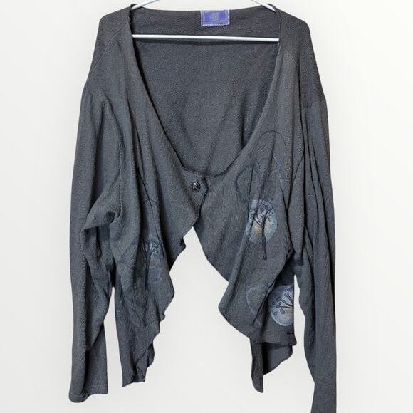 Barclay Gray Lagenlook Hand Printed Boho Short Shrug One Size - Picture 1 of 13